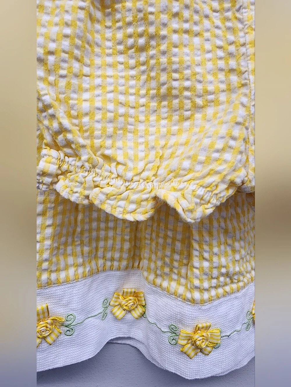 2nd Step 18M Yellow Gingham Seersucker Dress & Bloomer Set